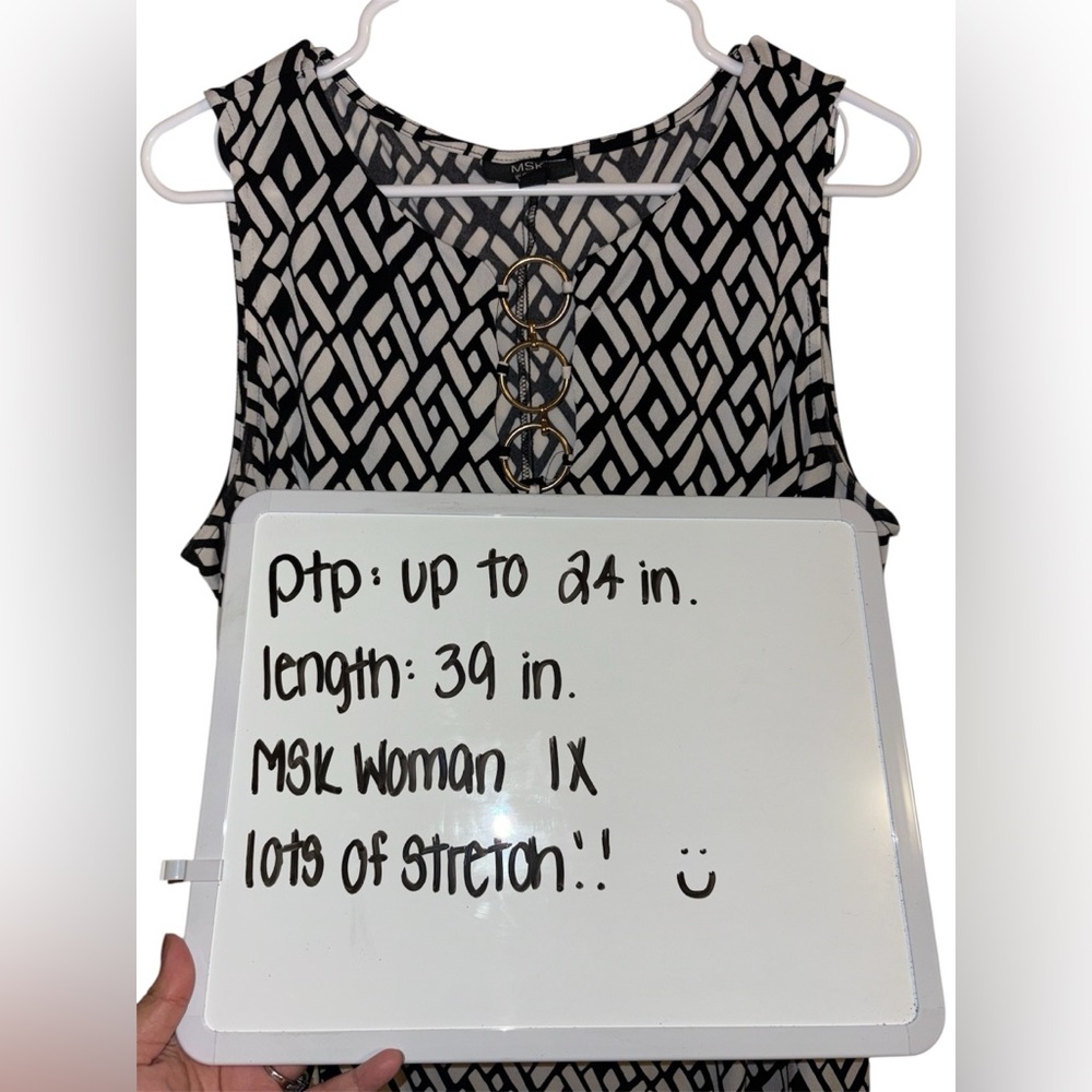 MSK Women Black and White Casual Dress 1X - Picture 6 of 6
